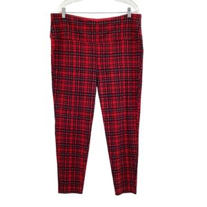 Intro Red Plaid Tummy Control Leggings 2X